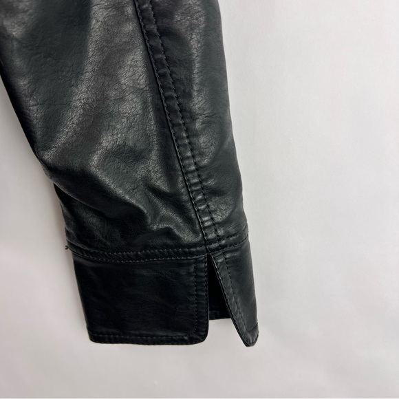 LA Coalition Black Moto Jacket, Faux Leather, Quilted, Zippered Pockets, Medium - Picture 8 of 12